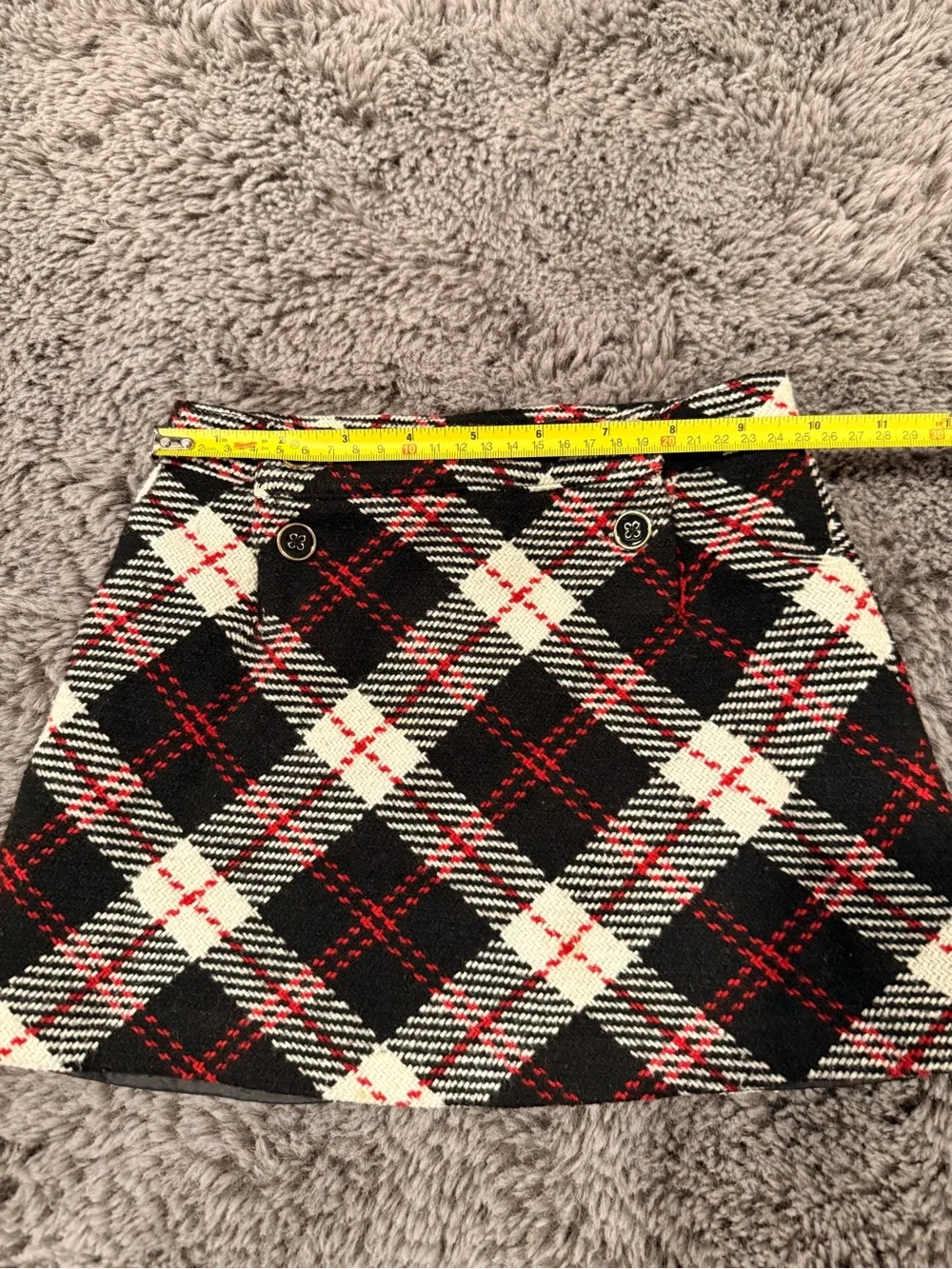 Janie and Jack Black, White & Red Plaid A-Line Mini Skirt